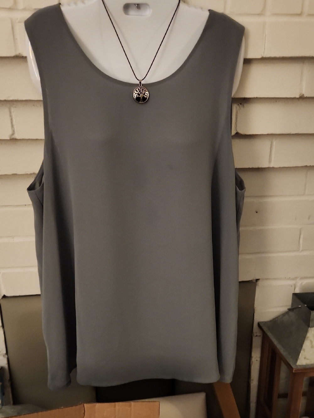 Pleione Flowy Sleeveless Blouse | Sage Green | XL | Soft Drape Workwear